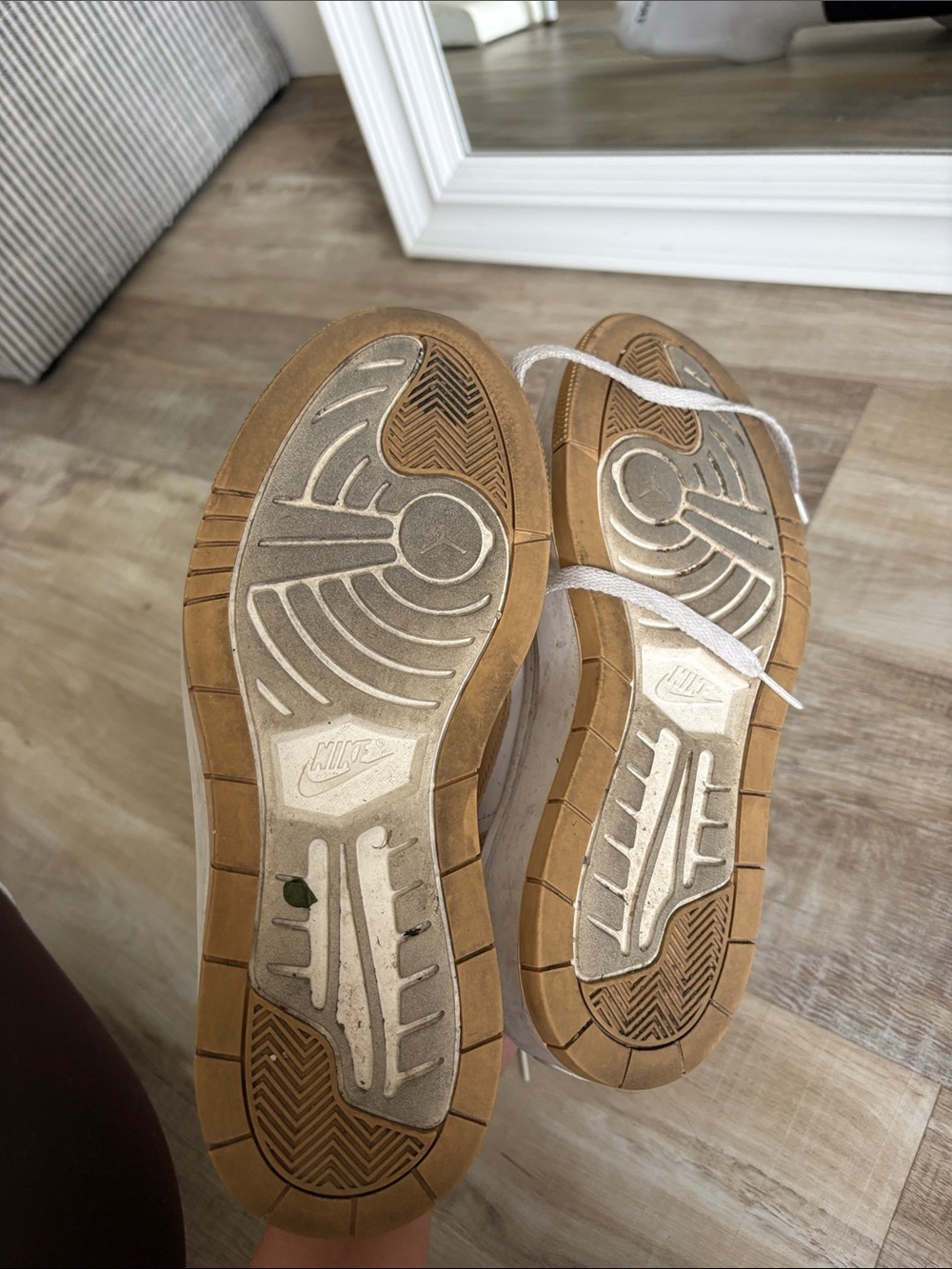 Nike White and Tan Low-Top Leather Sneakers - Picture 7 of 7